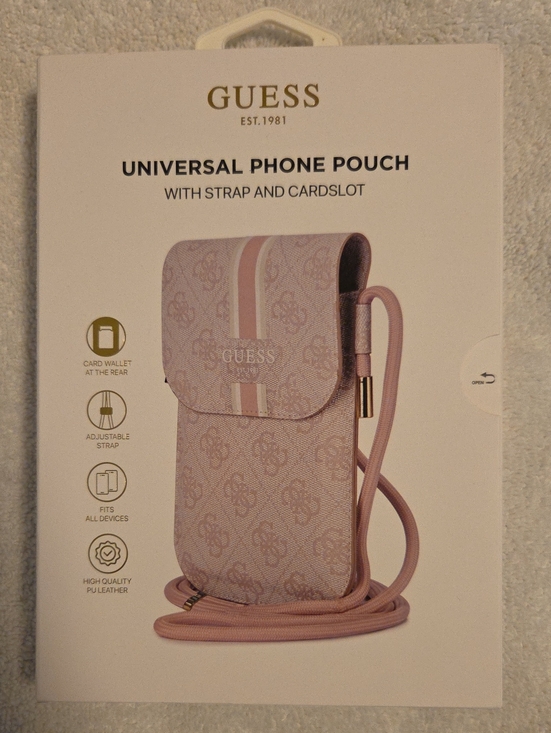 Guess Other - GUESS Pink Patterned Universal Phone Pouch with Strap and Card Slot